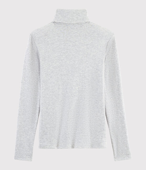 Camiseta de cuello alto emblemática de algodón de mujer gris BELUGA CHINE