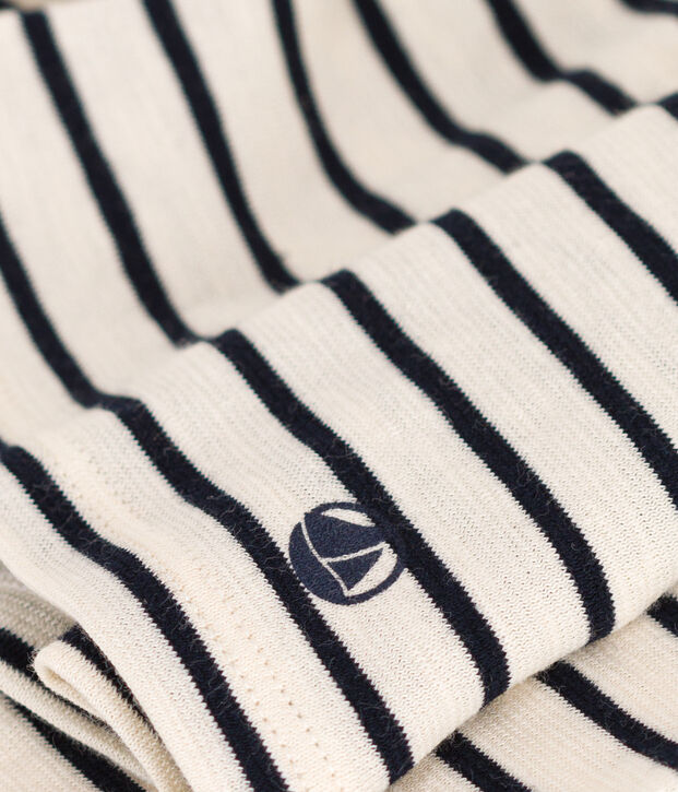 Camiseta de manga larga de jersey flameado para ni&ntilde;a crudo/azul