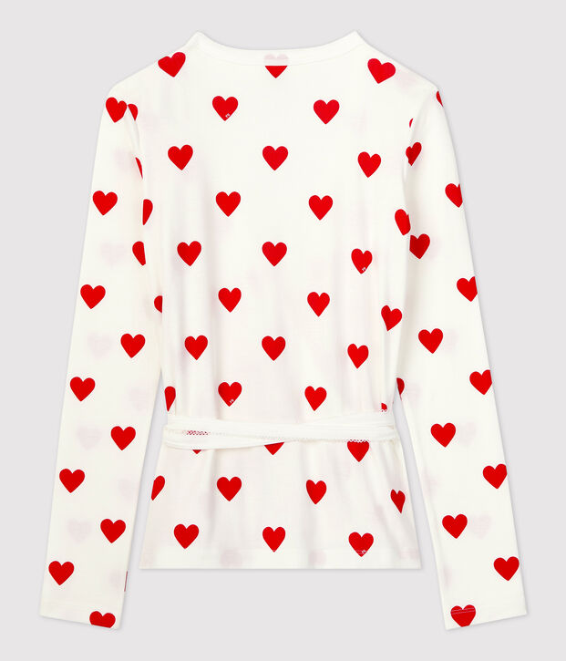 Rebeca cruzada de algod&oacute;n ORG&Aacute;NICO de mujer blanco/rojo