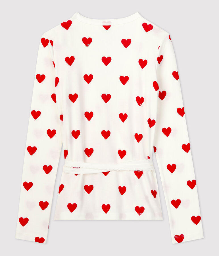 Rebeca cruzada de algod&oacute;n ORG&Aacute;NICO de mujer blanco/rojo