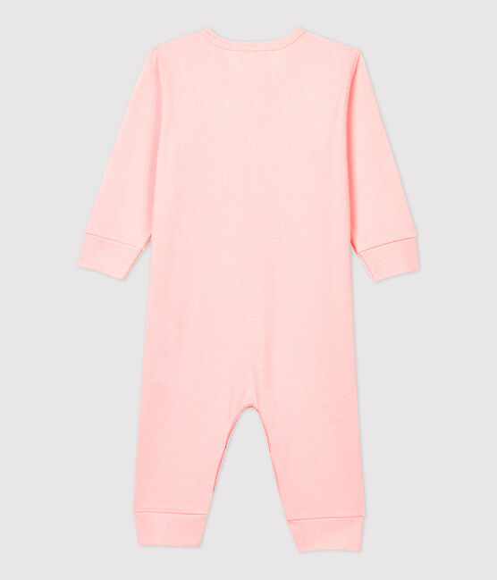 Pelele sin pies de bebé liso de algodón y lyocell rosa MINOIS
