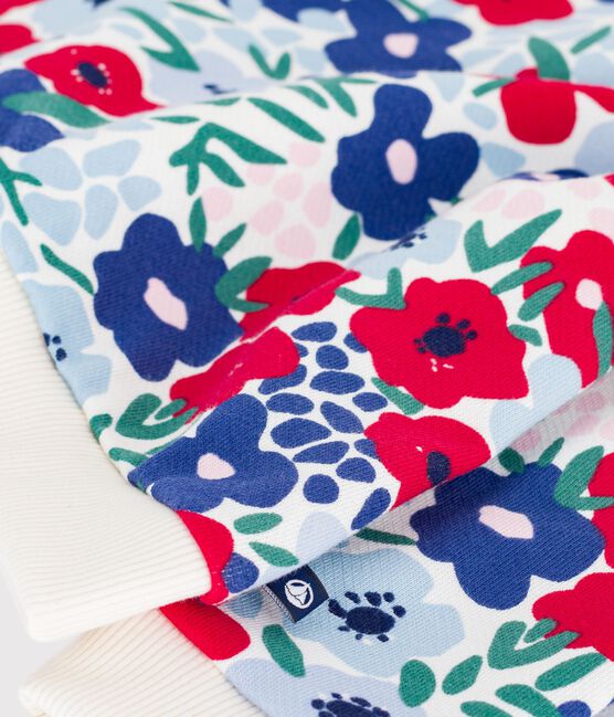 Sudadera de algodón con capucha y estampado de flores para bebé blanco MARSHMALLOW/blanco MULTICO