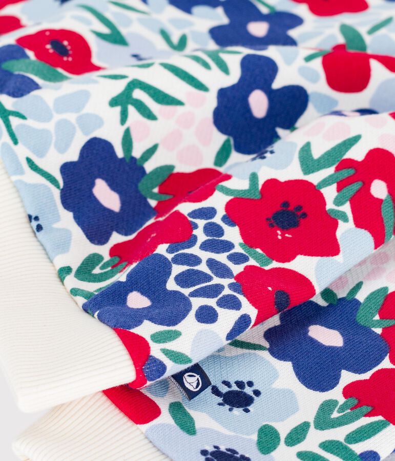 Sudadera de algod&oacute;n con capucha y estampado de flores para beb&eacute; blanco/multicolor