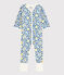 Pelele con pies amovibles de bebé fosforescente con estampado de pantera de algodón blanco MARSHMALLOW/blanco MULTICO