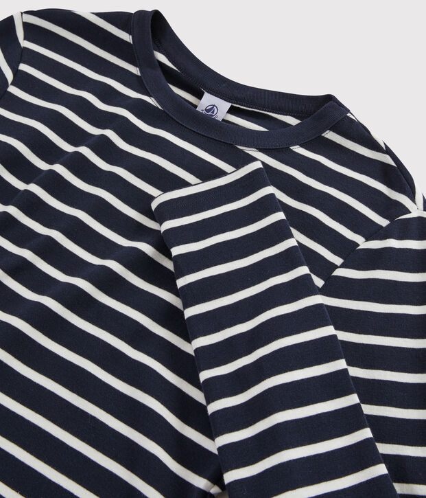 Camiseta ic&oacute;nica con cuello redondo para mujer azul/blanco