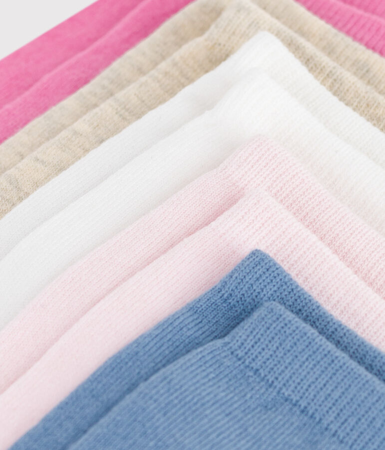 5 pares de calcetines infantiles lisos de algod&oacute;n multicolor