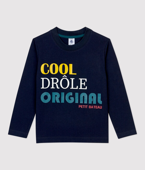 Camiseta de manga larga de algodón de niño azul SMOKING