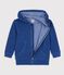 Sudadera infantil de algod&oacute;n con cremallera azul