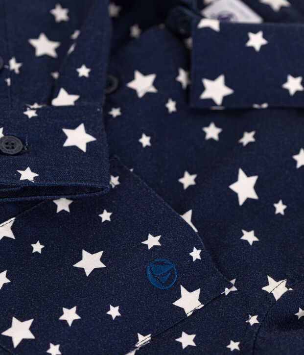 Camisa de franela para ni&ntilde;o azul/blanco