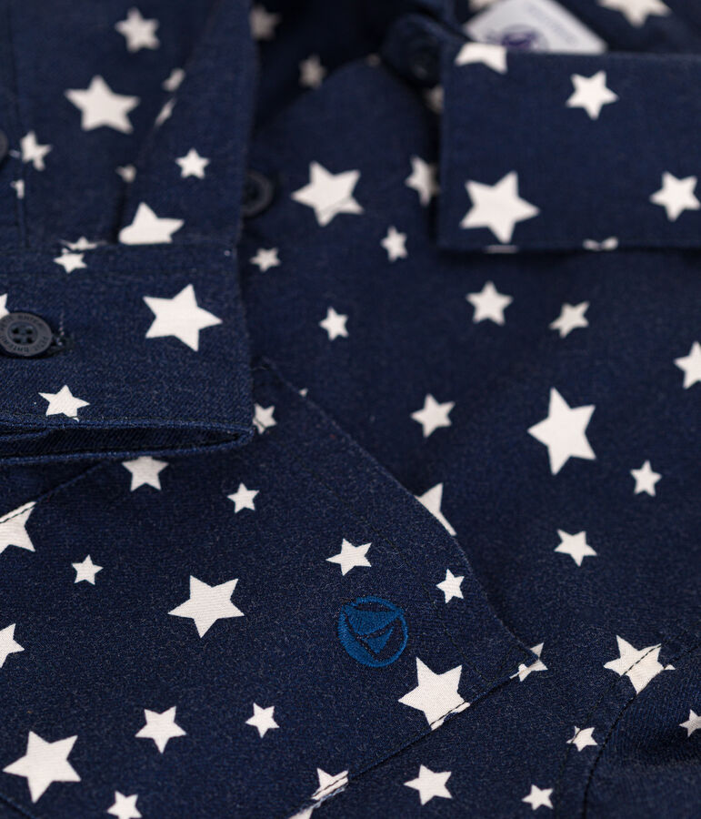 Camisa de franela para ni&ntilde;o azul/blanco