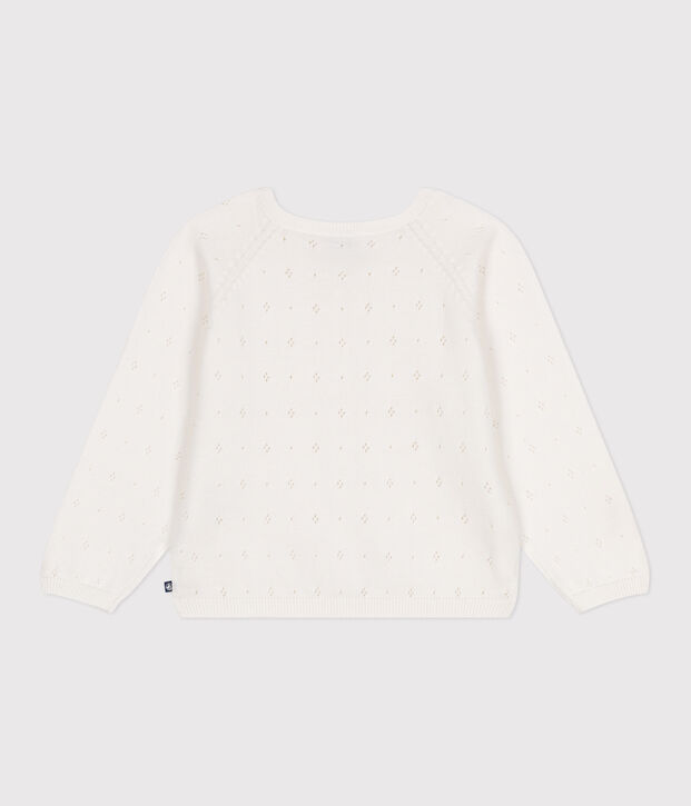 C&aacute;rdigan infantil de algod&oacute;n de punto de fantas&iacute;a blanco