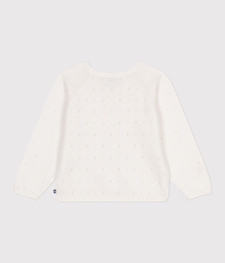 C&aacute;rdigan infantil de algod&oacute;n de punto de fantas&iacute;a blanco