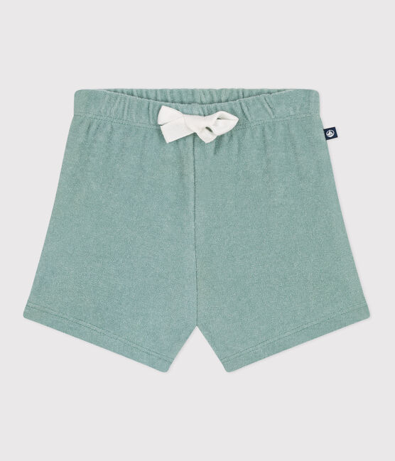 Pantalón corto de rizo de algodón para bebé verde PAUL