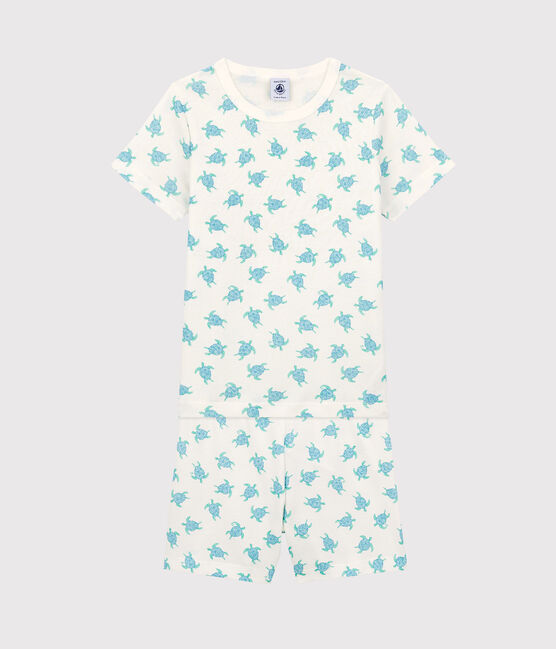 Pijama corto de niña/niño de algodón blanco MARSHMALLOW/blanco MULTICO