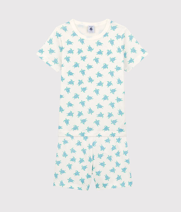 Pijama corto de ni&ntilde;a/ni&ntilde;o de algod&oacute;n blanco/multicolor