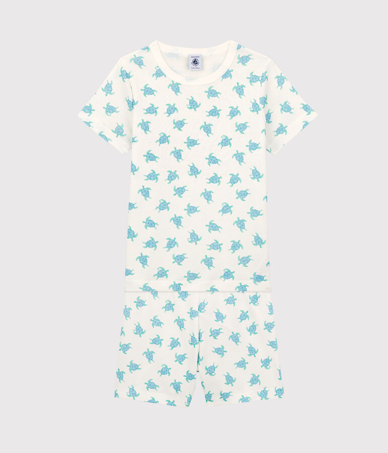 Pijama corto de ni&ntilde;a/ni&ntilde;o de algod&oacute;n blanco/multicolor