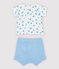 Conjunto de 2 prendas azules de bebé en tela de pañal y algodón ecológico blanco MARSHMALLOW/blanco MULTICO