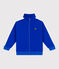 Sudadera infantil de algodón liso con cuello alto con cremallera azul PERSE
