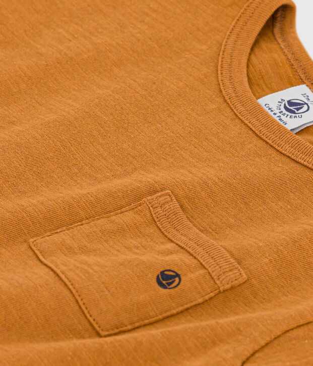 Camiseta de manga corta de punto flameado para beb&eacute; marron