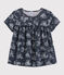 Blusa de manga corta de tejido tubular de niña azul SMOKING/blanco ECUME