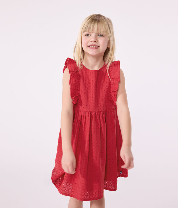 Vestido infantil de algod&oacute;n sin mangas rojo