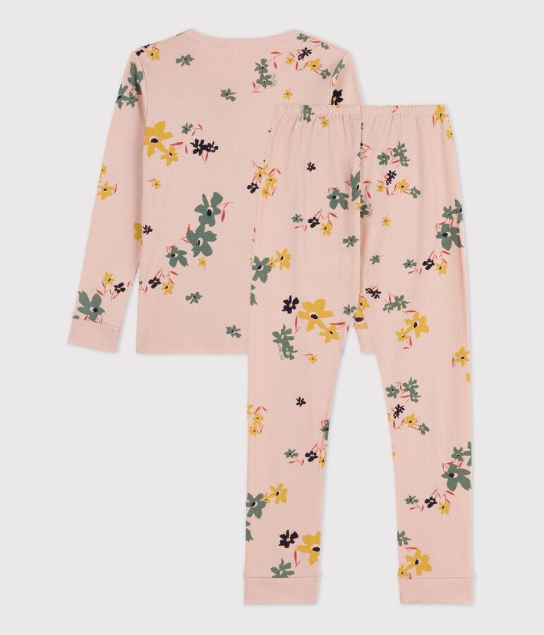 Pijama snugfit de algod&oacute;n con flor para ni&ntilde;a rosa/multicolor