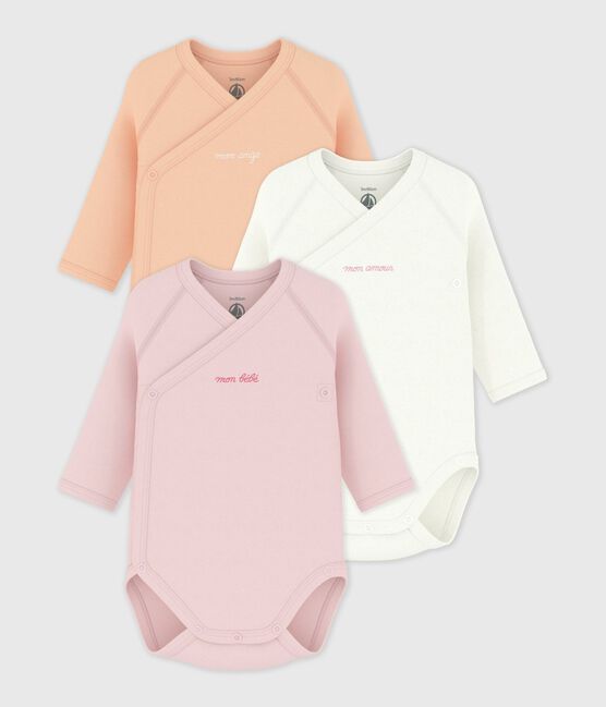 Juego de bodies cruzados y estampados de manga larga de algodón para bebé variante 2