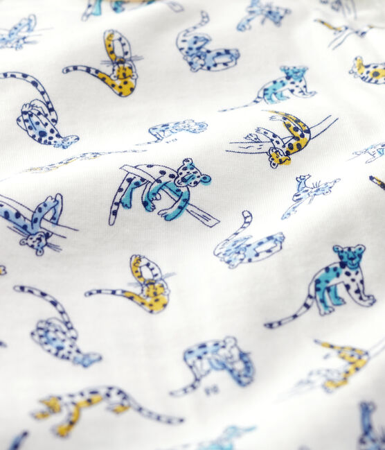 Pelele de bebé con estampado de panteras de algodón blanco MARSHMALLOW/blanco MULTICO