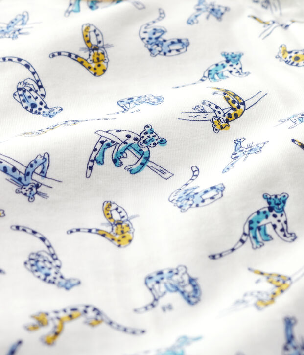 Pelele de beb&eacute; con estampado de panteras de algod&oacute;n blanco/multicolor