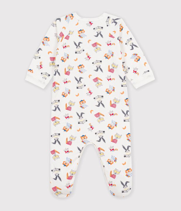 Pijama de mulet&oacute;n con estampado de animales para beb&eacute; blanco/multicolor