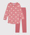 Camisón infantil de terciopelo con estampado de corazones rosa ROSEWOOD/ MARSHMALLOW