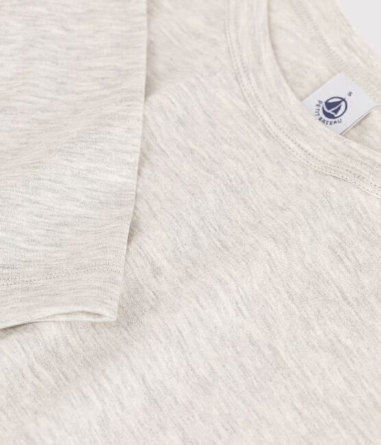 Camiseta de algodón L'ICONIQUE abrigada con cuello redondo para mujer gris BELUGA CHINE