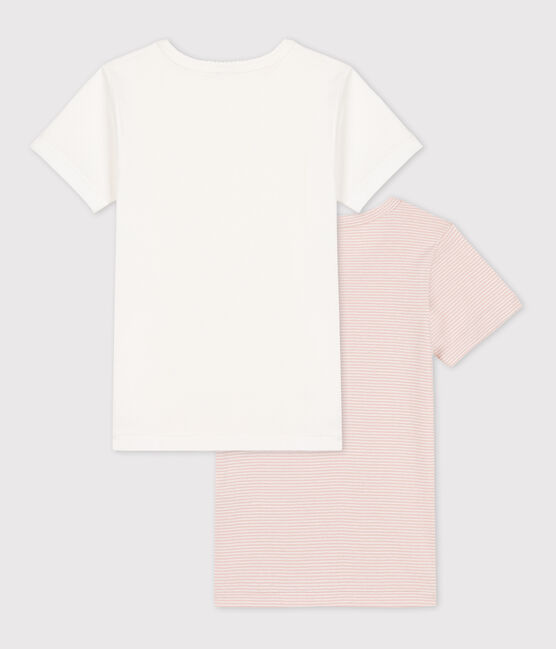Juego de 2 camisetas de algodón milrayas de manga corta para niña variante 1