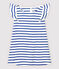 Vestido de manga corta de algodón de niña blanco MARSHMALLOW/azul SURF