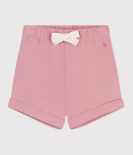 Pantalón corto liso de algodón para bebé rosa CHARME