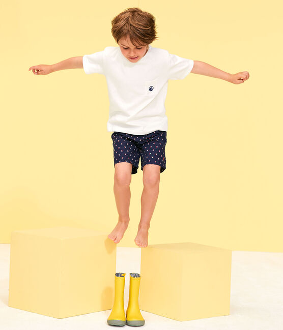 Shorts de playa infantiles para niño azul SUBMARINE/blanco MULTICO