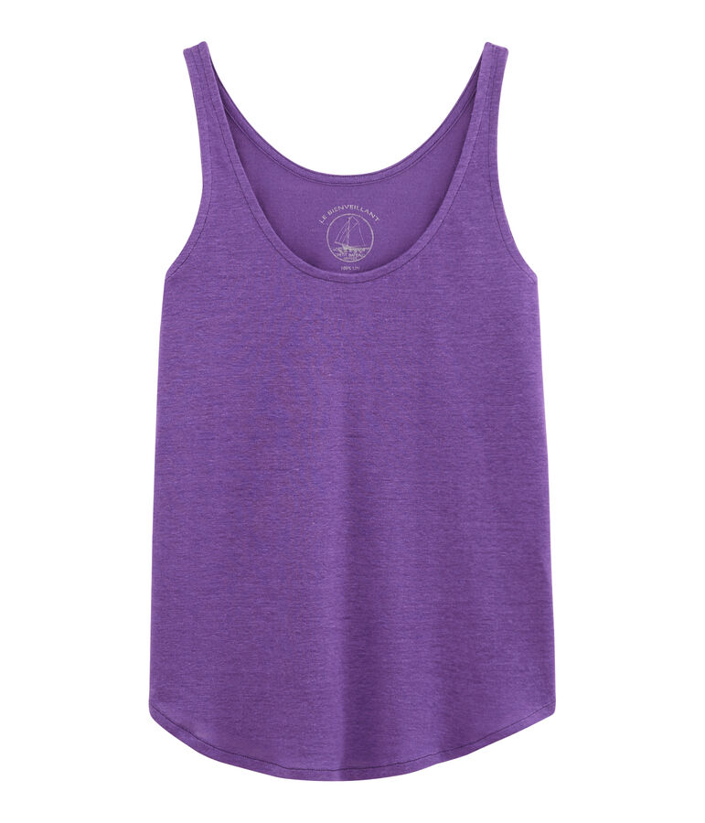 Camiseta de tirantes de lino para mujer violeta