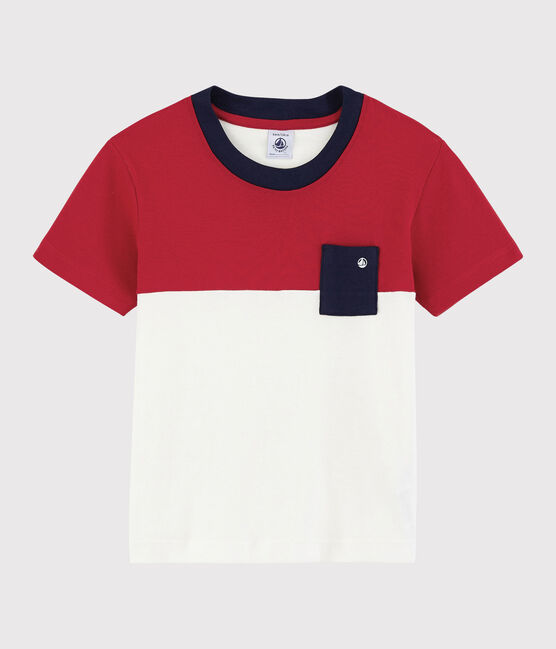 Camiseta de manga corta de algodón de niño rojo TERKUIT/blanco MARSHMALLOW