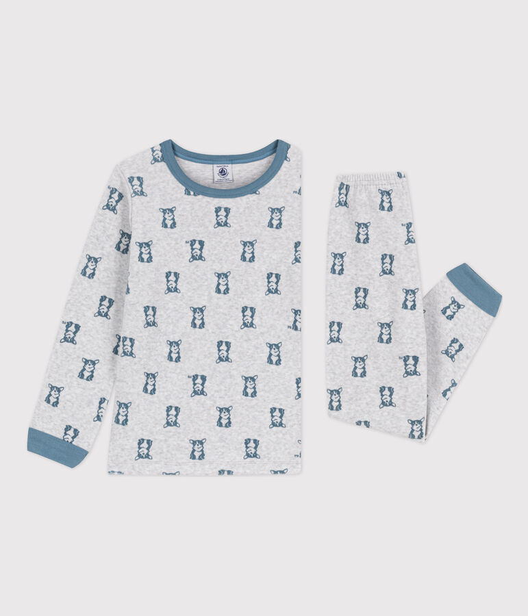 Pijama de terciopelo para ni&ntilde;o/ni&ntilde;a gris/azul