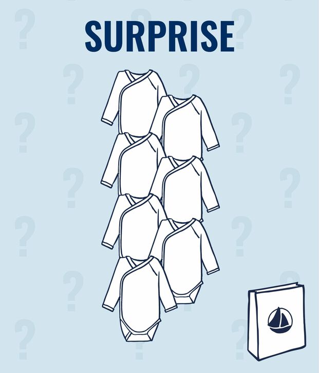 Juego sorpresa de 7 bodis de reci&eacute;n nacido de manga larga para beb&eacute; ni&ntilde;o multicolor