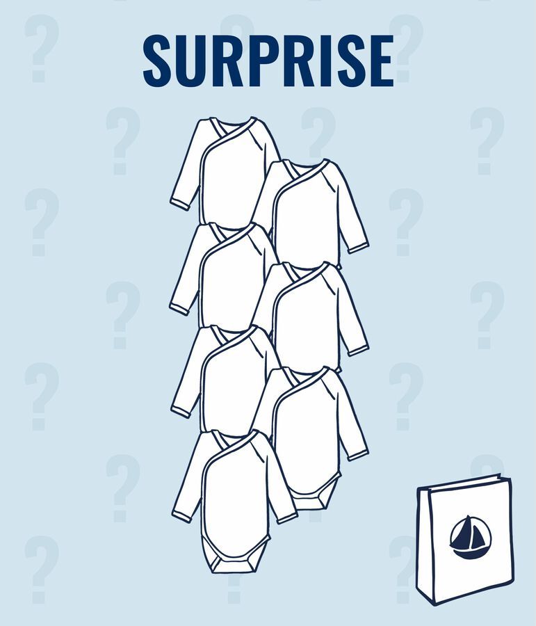 Juego sorpresa de 7 bodis de reci&eacute;n nacido de manga larga para beb&eacute; ni&ntilde;o multicolor