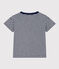 Camiseta de algodón a rayas para niño azul MEDIEVAL/blanco MARSHMALLOW