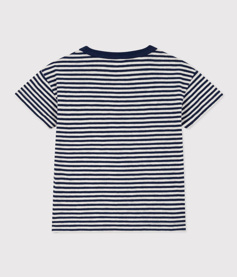 Camiseta de algod&oacute;n a rayas para ni&ntilde;o azul/blanco
