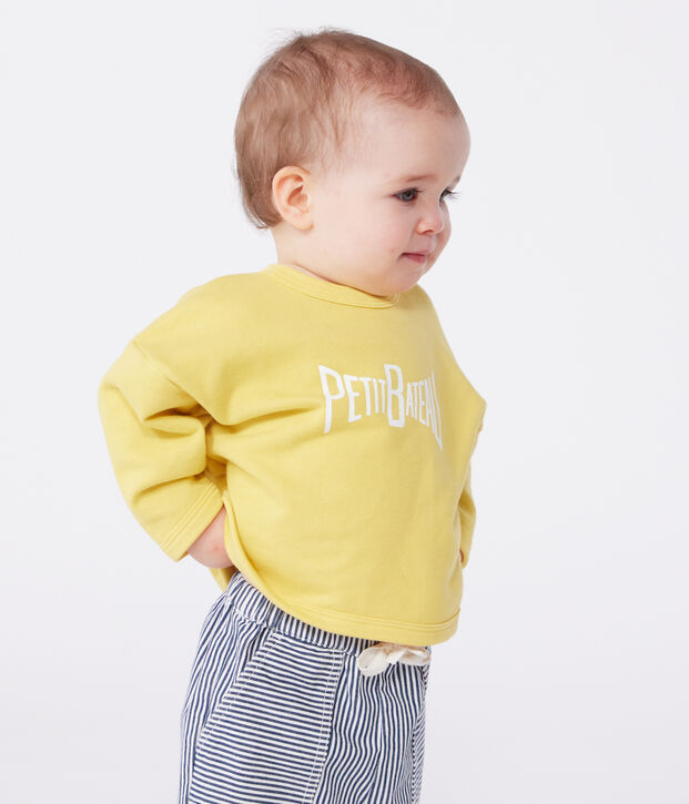 Sudadera de beb&eacute; de algod&oacute;n liso amarillo