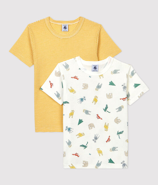 Juego de 2 camisetas de manga corta con estampado de muflón de niña de algodón orgánico variante 1