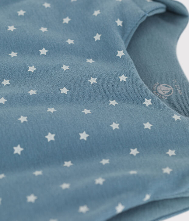 Saco de dormir de algod&oacute;n con estrellas para beb&eacute; azul/crudo