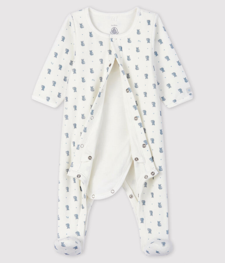 Bodi pijama con estampado de koalas de beb&eacute; de terciopelo de algod&oacute;n org&aacute;nico blanco/multicolor