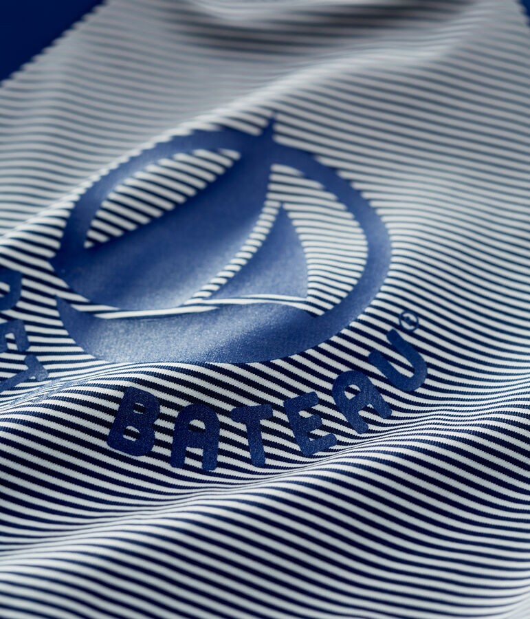 Mono anti-UV de material reciclado para beb&eacute; azul/blanco