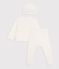 Conjunto largo de 3 piezas de algod&oacute;n calado con gorro para beb&eacute; crudo