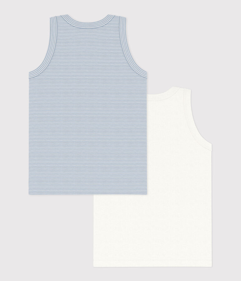 Juego de 2 camisetas infantiles sin mangas de algod&oacute;n multicolor